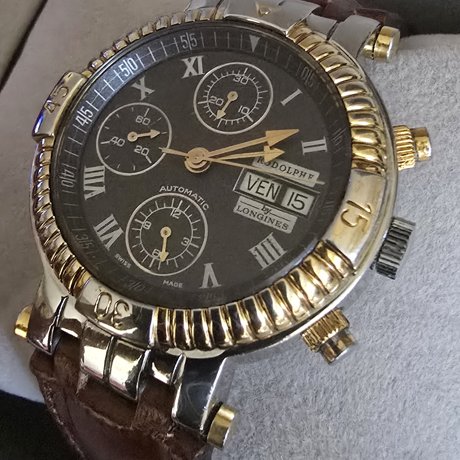 Longines Gold And Silver Automatic Chronograph Watch